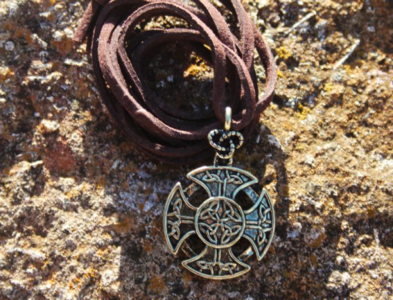 Celtic cross on leather strap