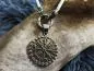 Preview: White wolf leather necklace with Vegvisir / Aegishjalmur