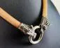 Preview: Natural Solid Leather Necklace with Wolf Heads – Earthy & Powerful Viking Style