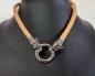 Preview: Natural Solid Leather Necklace with Wolf Heads – Earthy & Powerful Viking Style