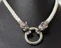 Preview: White Leather Necklace with Wolf Heads – Elegant, Unique & Nordic Inspired
