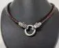 Preview: Dark Brown Wolf Head Leather Necklace – Nordic Stainless Steel Wolves