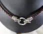 Preview: Dark Brown Wolf Head Leather Necklace – Nordic Stainless Steel Wolves