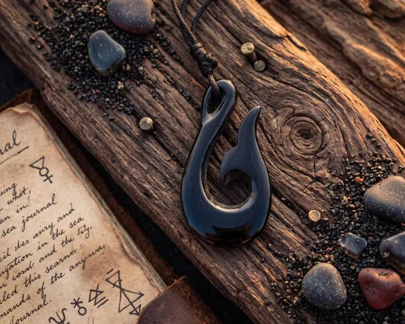 Hai Matau chain hanger carved from horn