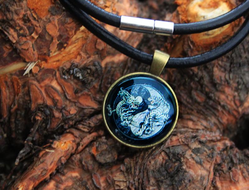 Amulett Ying Yang Drache und Tiger