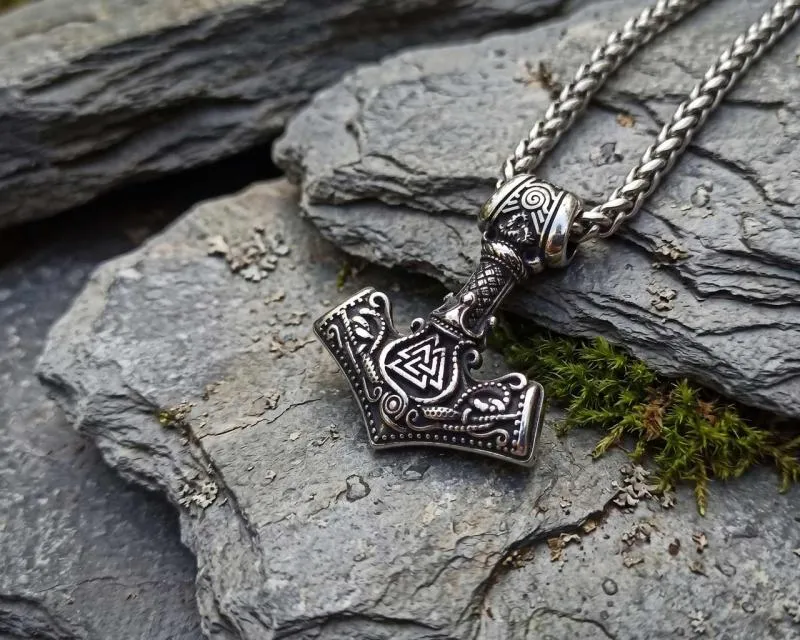 Runes - Valknut Stainless Steel Thorhammer