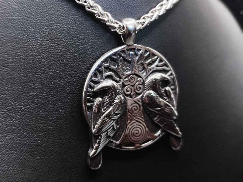 Hugin and Munin on the Tree of Life pendant