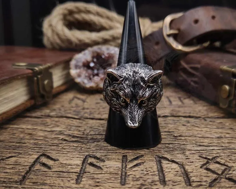 Edelstahl Wolfskopf Ring