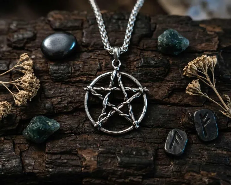 Pentagramm Anhänger Edelstahl – Magischer Schutz & Naturdesign