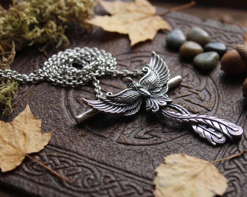 Phoenix, mysticism, mythology, firebird, magic, wicca, asatru, medieval jewelry, viking jewelry