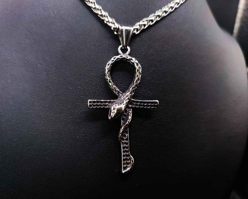 Ankh-shaped snake pendant