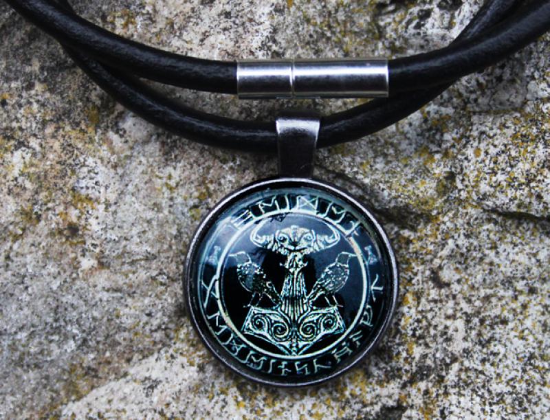 Amulett Thor Hammer mit Raben