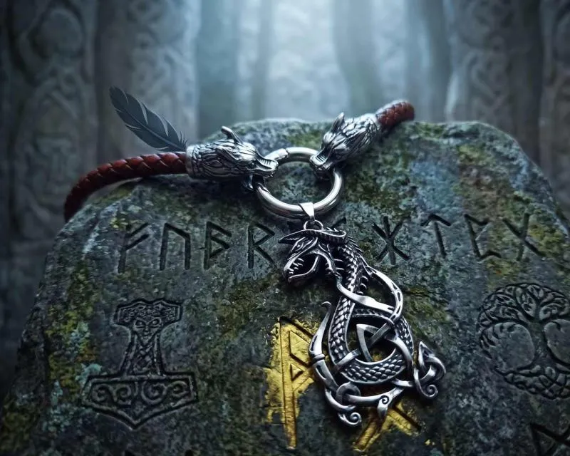 Midgard snake leather chain