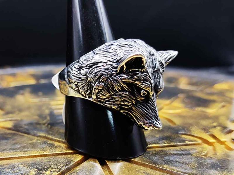 Edelstahl Wolfskopf Ring