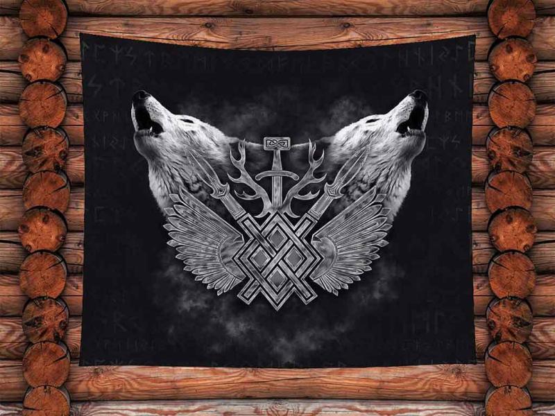 Odins Wölfe mit Waffen der Wikinger