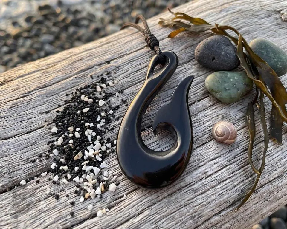 Hai Matau chain hanger carved from horn