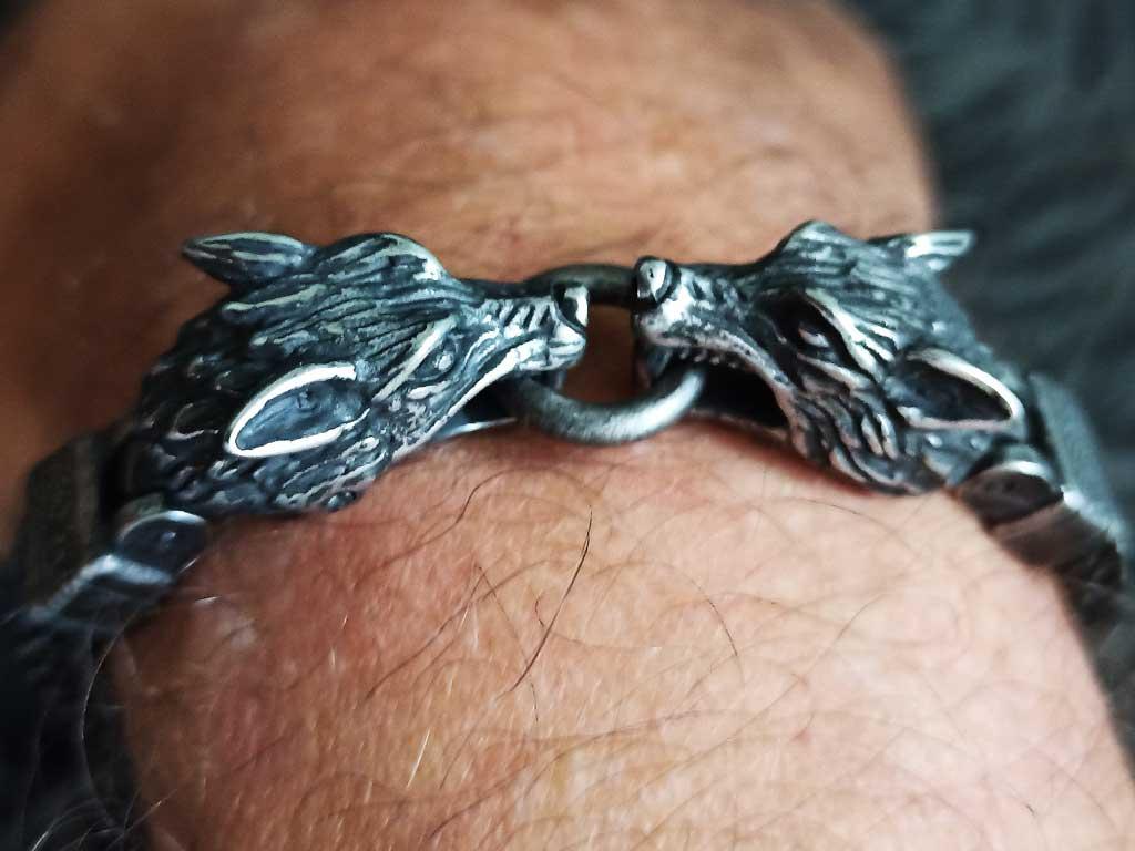 Geri and Freki stainless steel bracelet