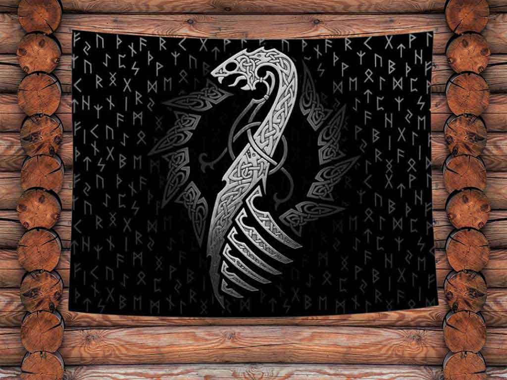 Wandbehang Wikinger Drachenboot