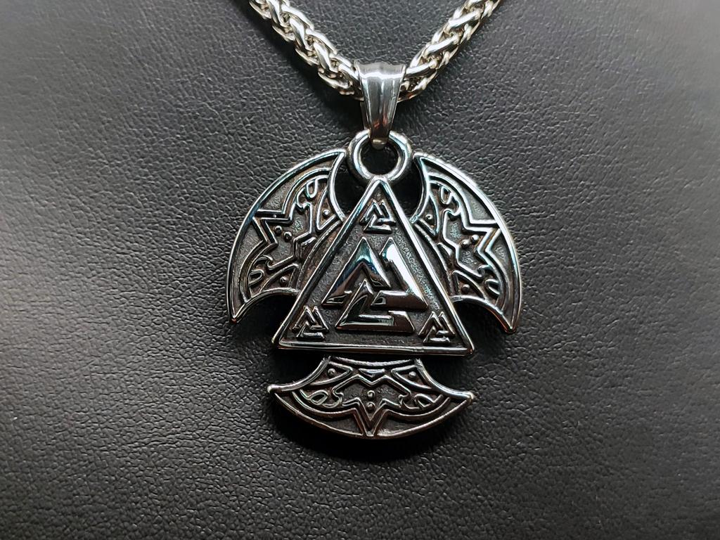 Valknut-Axt-Amulett aus Edelstahl