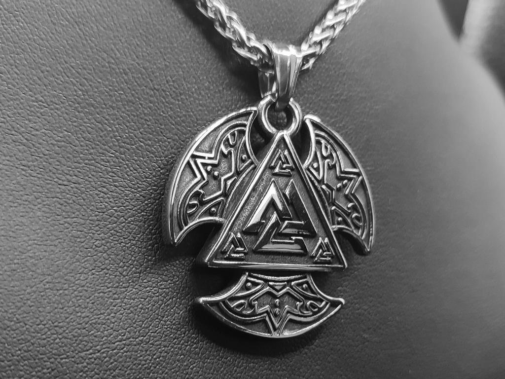 Valknut-Axt-Amulett aus Edelstahl
