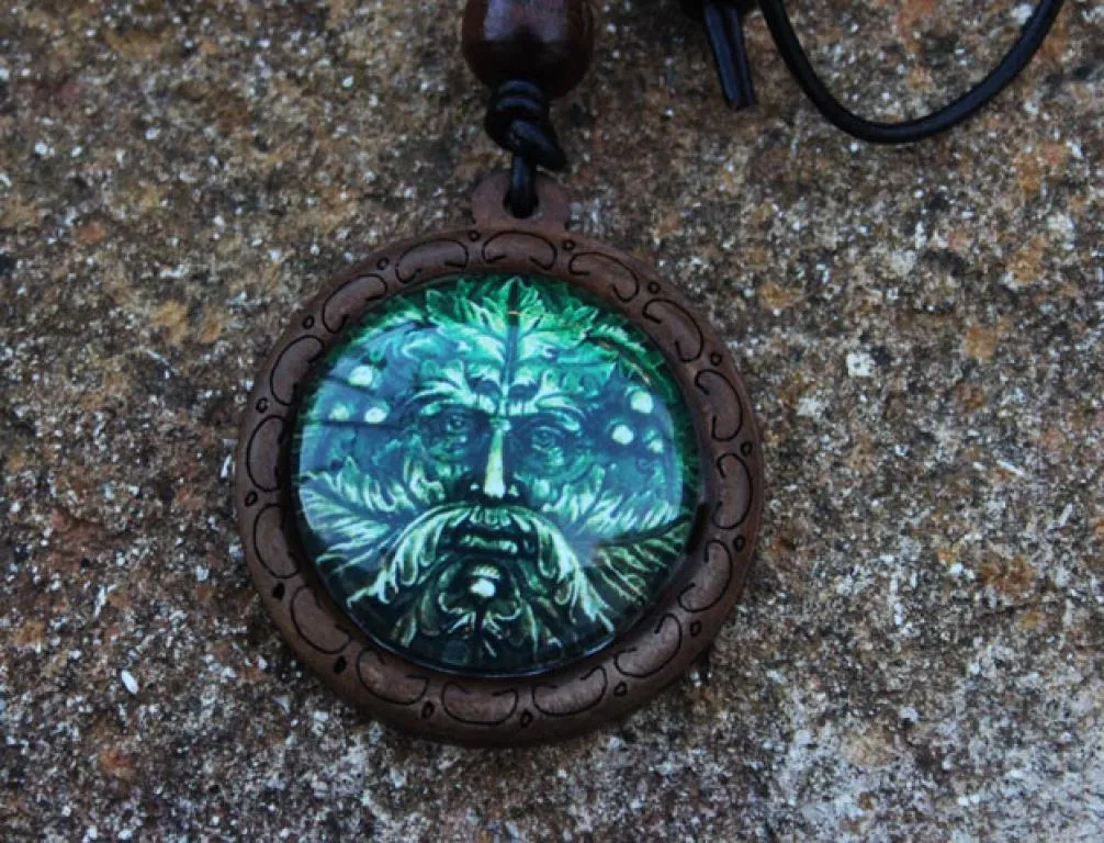 Wooden amulet Green Man