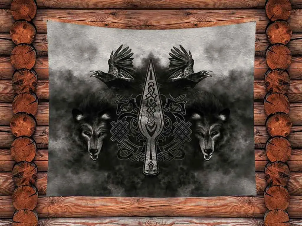 Gungnir and Odin's animals wall cloth