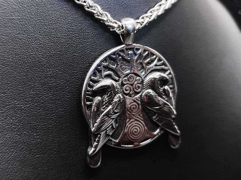 Hugin and Munin on the Tree of Life pendant