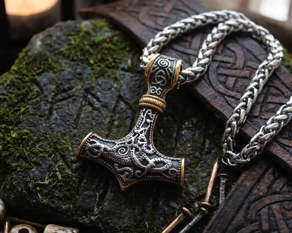 Stainless steel - Gold Thorhammer