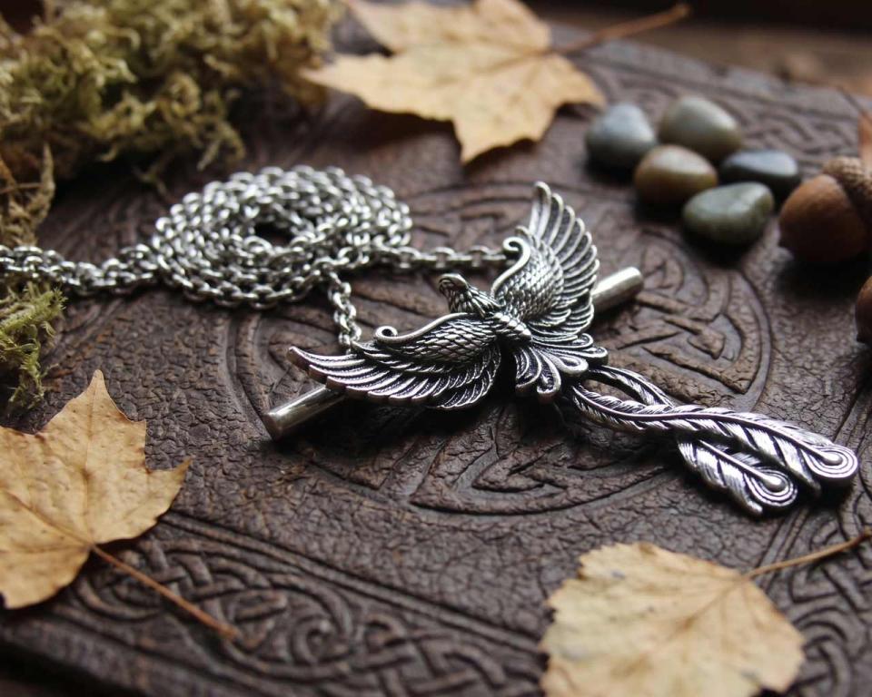 Phoenix, mysticism, mythology, firebird, magic, wicca, asatru, medieval jewelry, viking jewelry