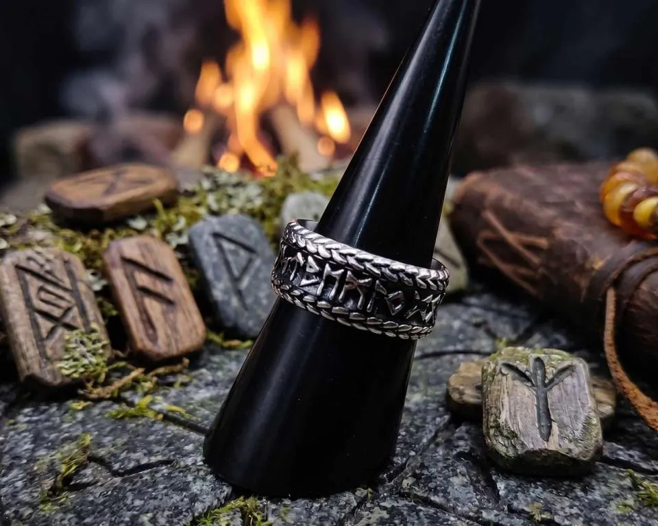 Futhark Edelstahl Runen Ring