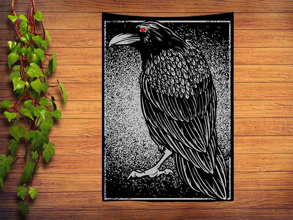 Stilvolles Rabe Wandtuch Seelentier der Weisheit