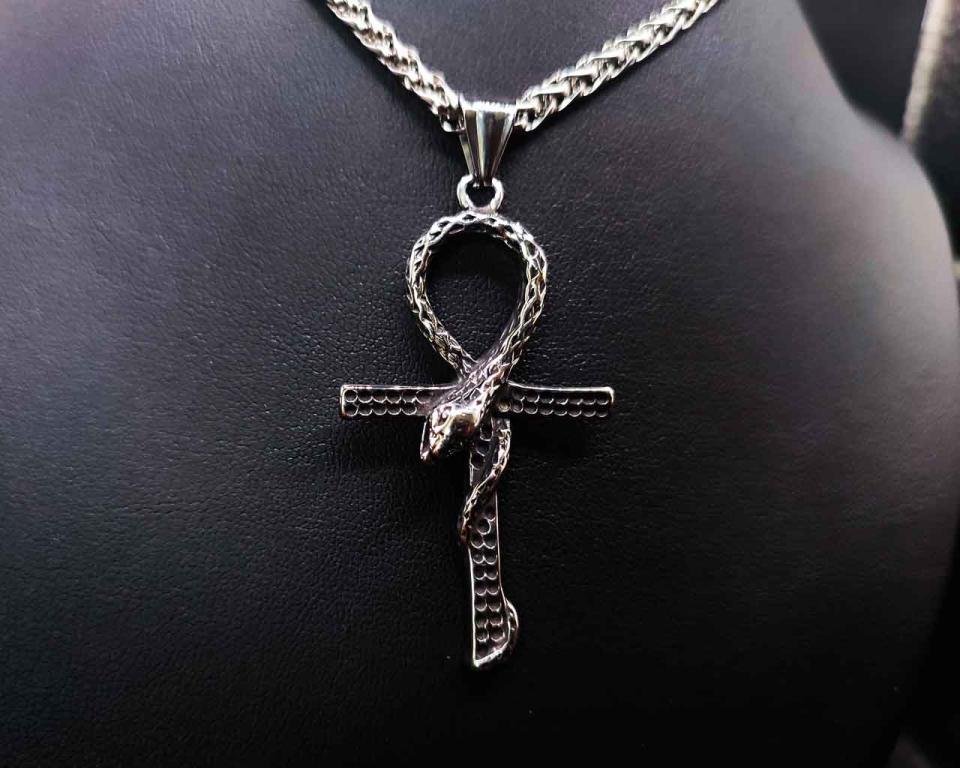 Ankh-shaped snake pendant