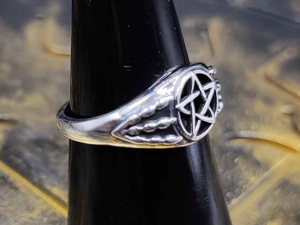 Damen Silberring Pentagramm mit Krallen