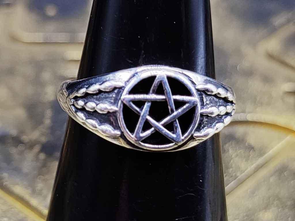 Damen Silberring Pentagramm mit Krallen