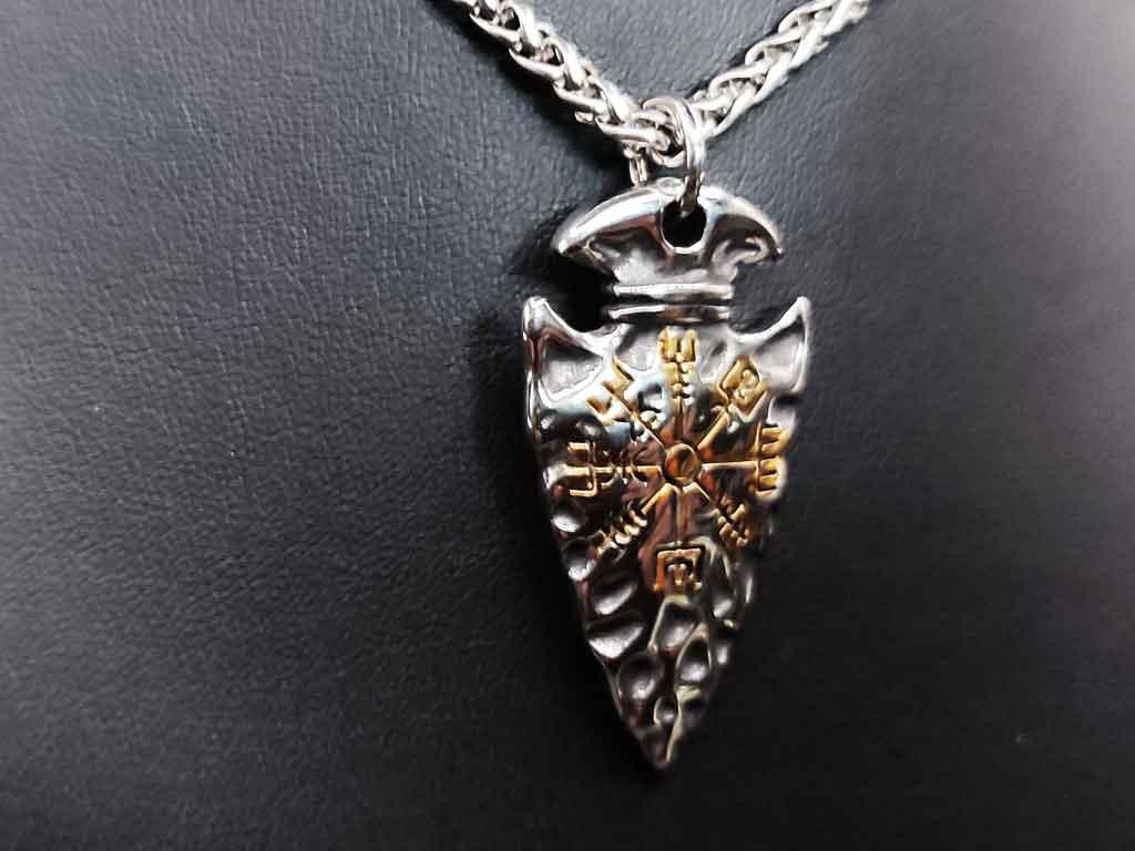 Gungnir Speerspitze mit Goldenem Vegvisir