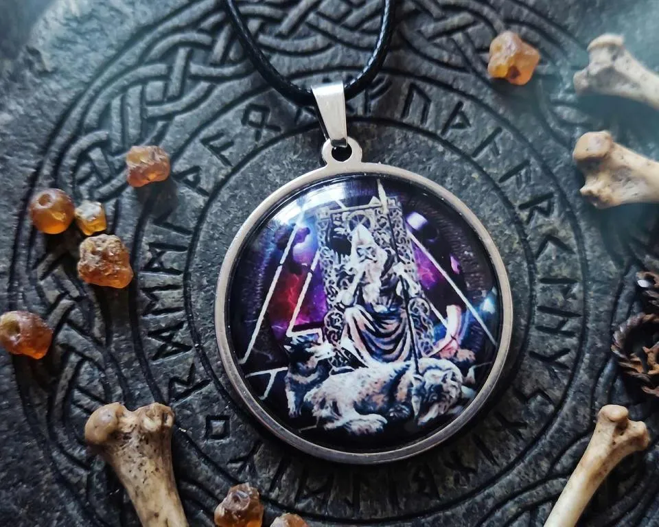 Amulet Odin on throne stainless steel