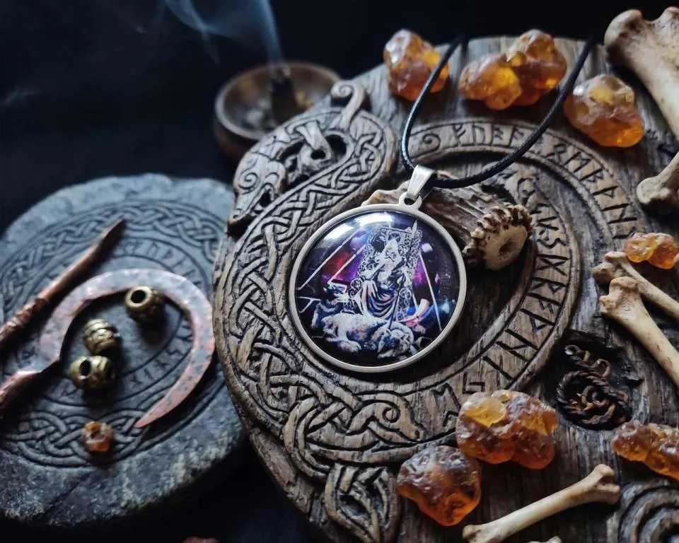 Amulet Odin on throne stainless steel