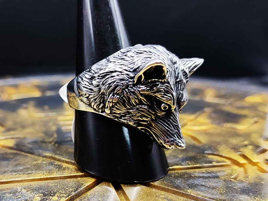 Edelstahl Wolfskopf Ring
