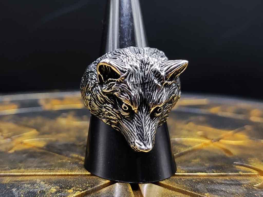 Edelstahl Wolfskopf Ring