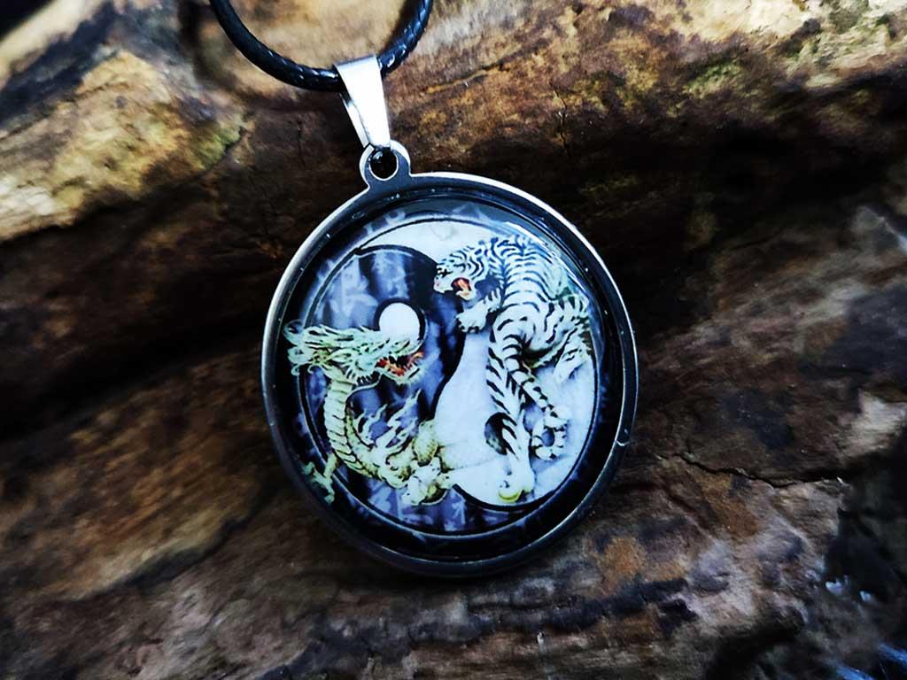 Yin Yang, Dragon, Tiger,Amulet
