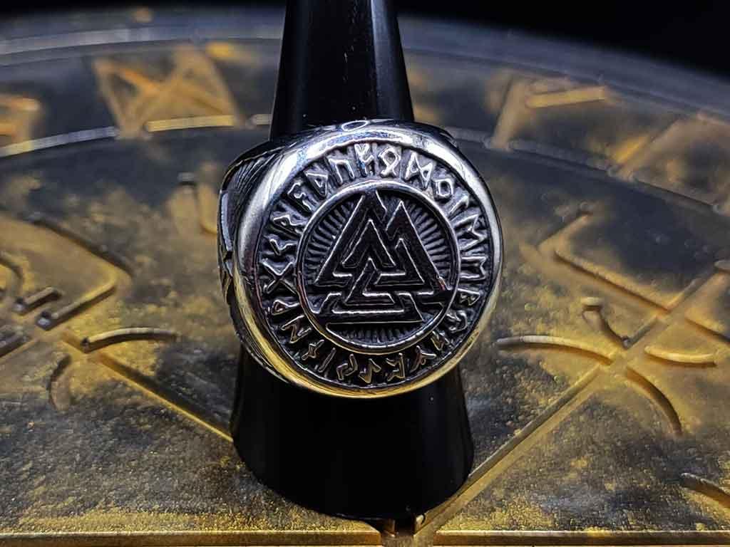 Großer Valknut Edelstahlring