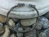 Viking silver bangle midgard snake