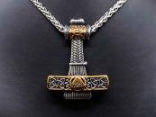 Exquisite Mjölnir pendant with Golden Valknut