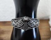 Edelstahl Armreif – Thorhammer mit Löwenkopf