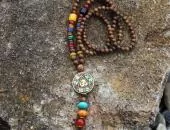 Tibetan necklace with Aum made in wood