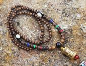 Tibetan necklace with prayer wheel