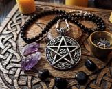 Großes Pentagramm an Achat - Edelstahlkette