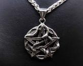 Edelstahlanhänger Pentagramm mit Schlange