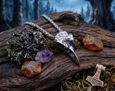 Edelstahl Rabenschädel mit Vegvisir