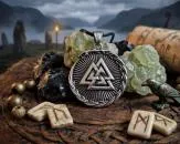 Valknut surrounded by the Midgard Serpent